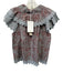 Ulla Johnson Size 8 Red, Orange, Blue Cotton Ruffle Sleeves Floral Lace Trim Top Red, Orange, Blue / 8