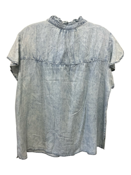 Rails Size Large Acid Wash Lyocell blend Long Sleeve Button Front Ruffles Top Acid Wash / Large