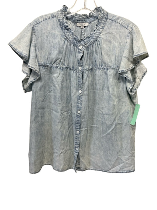 Rails Size Large Acid Wash Lyocell blend Long Sleeve Button Front Ruffles Top Acid Wash / Large