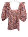 Cleobella Size Medium Orange, Blue, White Cotton Short Puff Sleeve Floral Top Orange, Blue, White / Medium