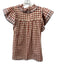 Ulla Johnson Size 8 Red, Cream, Blue Cotton Ruffle Cap Sleeve Buffalo Check Top Red, Cream, Blue / 8