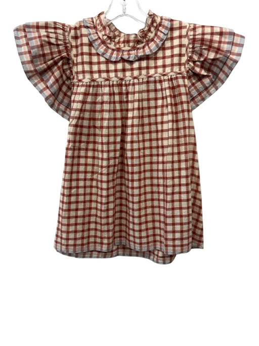 Ulla Johnson Size 8 Red, Cream, Blue Cotton Ruffle Cap Sleeve Buffalo Check Top Red, Cream, Blue / 8