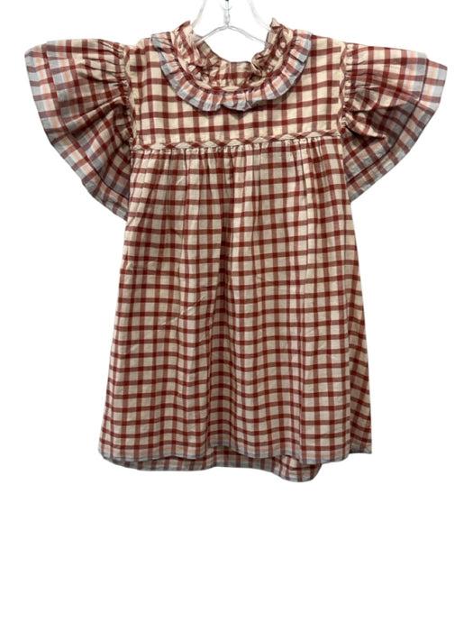 Ulla Johnson Size 8 Red, Cream, Blue Cotton Ruffle Cap Sleeve Buffalo Check Top Red, Cream, Blue / 8