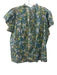 Birds of Paradis Size Medium Yellow, Blue, Green Cotton Short Ruffle Sleeve Top Yellow, Blue, Green / Medium