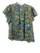 Birds of Paradis Size Medium Yellow, Blue, Green Cotton Short Ruffle Sleeve Top Yellow, Blue, Green / Medium