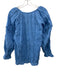 Cleobella Size Medium Blue Cotton Long Sleeve Textured Tassel Tie Detail Top Blue / Medium
