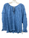 Cleobella Size Medium Blue Cotton Long Sleeve Textured Tassel Tie Detail Top Blue / Medium