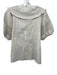Cleobella Size Medium Beige Cotton Short Puff Sleeve Crochet Lace Textured Top Beige / Medium
