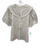 Cleobella Size Medium Beige Cotton Short Puff Sleeve Crochet Lace Textured Top Beige / Medium