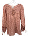 Cleobella Size Large Brown & Mauve Cotton Long puff sleeve Floral Top Brown & Mauve / Large