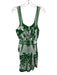 Farm Rio Size Large Green & White Linen Blend Sleeveless Leaves Smocked Romper Green & White / Large