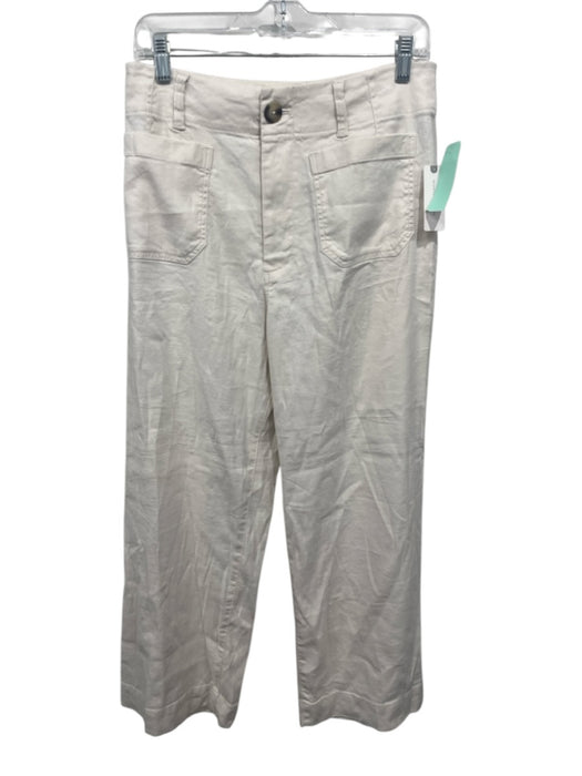 Maeve Size 29 Cream White Linen High Rise Wide Leg Patch Pocket Pants Cream White / 29