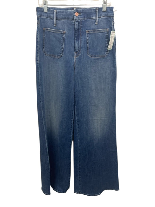 Mother Size 29 Medium Wash Cotton Denim High Rise Patch Pocket Flare Faded Jeans Medium Wash / 29