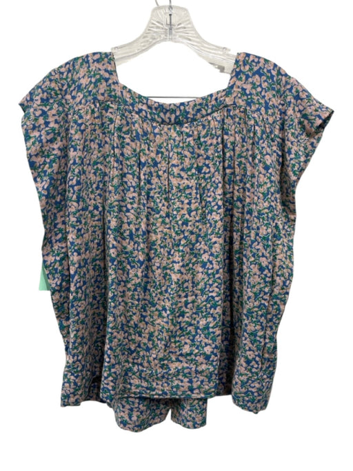 Mirth Size Medium Blue, Pink, Green Cotton Sleeveless Floral Short Set Blue, Pink, Green / Medium