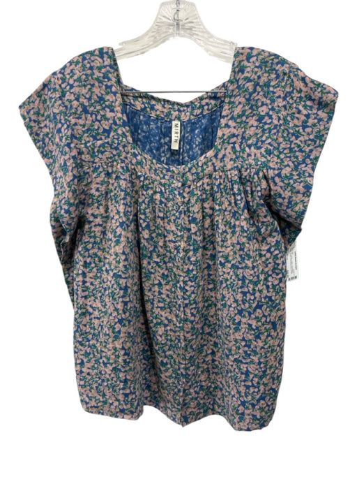 Mirth Size Medium Blue, Pink, Green Cotton Sleeveless Floral Short Set Blue, Pink, Green / Medium