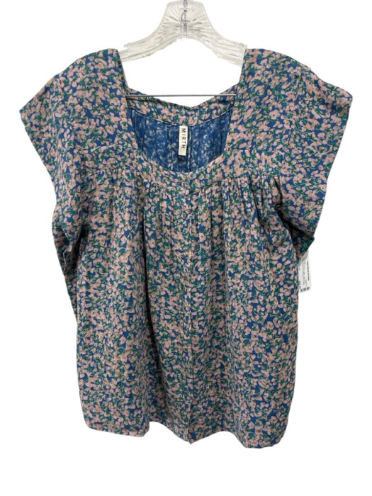 Mirth Size Medium Blue, Pink, Green Cotton Sleeveless Floral Short Set Blue, Pink, Green / Medium
