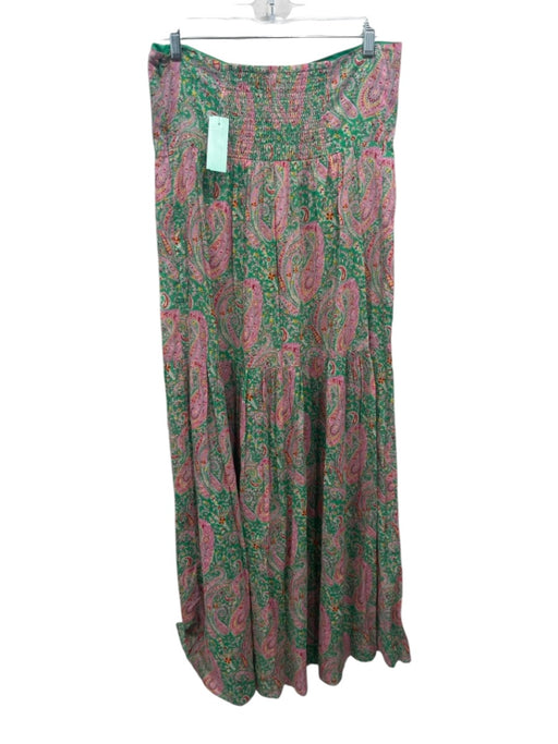 Ba&sh Size Medium Green, Pink, Yellow Cotton Halter Neck Paisley Tiered Dress Green, Pink, Yellow / Medium