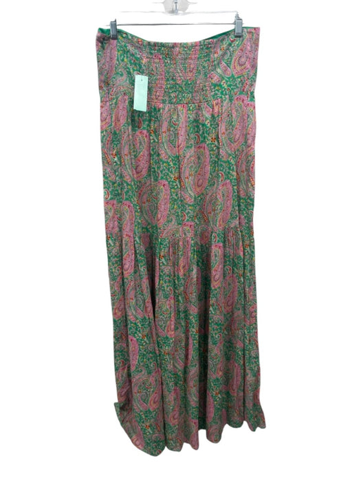 Ba&sh Size Medium Green, Pink, Yellow Cotton Halter Neck Paisley Tiered Dress Green, Pink, Yellow / Medium