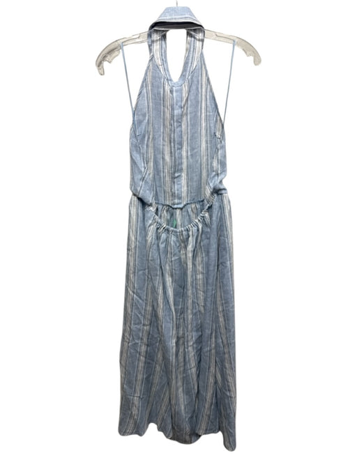 Reformation Size 8 Light Blue, Black, White Linen Sleeveless Half Button Dress Light Blue, Black, White / 8