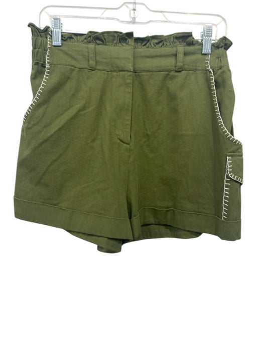 Cleobella Size Medium Olive Green Cotton Elastic Waist High Rise Pockets Shorts Olive Green / Medium