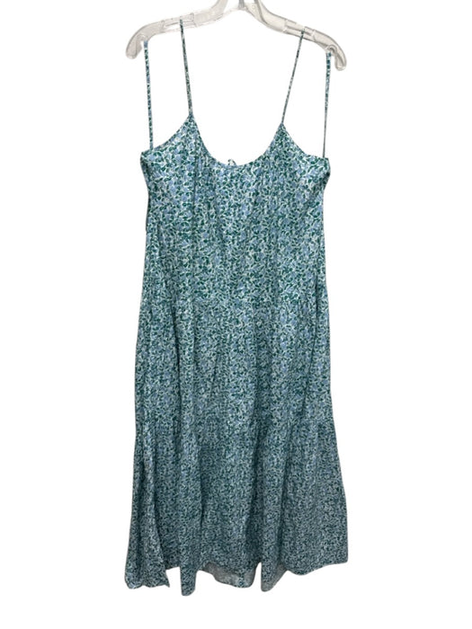 A Piece Apart Size Medium Blue, Green, White Cotton Spaghetti Strap Floral Dress Blue, Green, White / Medium