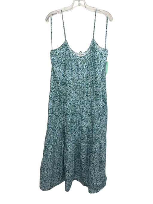 A Piece Apart Size Medium Blue, Green, White Cotton Spaghetti Strap Floral Dress Blue, Green, White / Medium