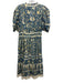 Ulla Johnson Size 10 Blue, Yellow, White Cotton Blend Short Puff Sleeve Dress Blue, Yellow, White / 10