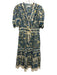 Ulla Johnson Size 10 Blue, Yellow, White Cotton Blend Short Puff Sleeve Dress Blue, Yellow, White / 10