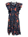 Ulla Johnson Size Est M Navy, Orange, Red Cotton Blend Ruffle Cap Sleeve Dress Navy, Orange, Red / Est M