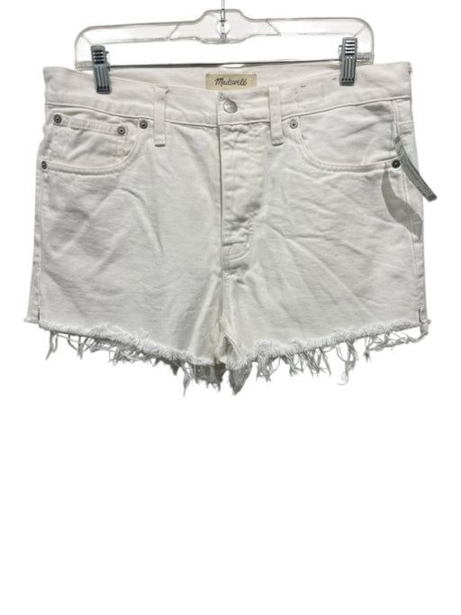 Madewell Size 29 White Cotton Denim High Rise Raw Hem Pockets Shorts White / 29