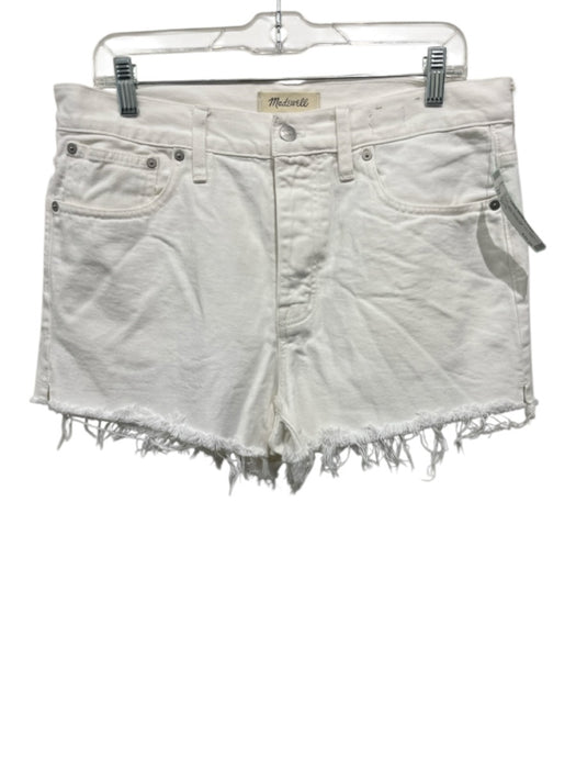 Madewell Size 29 White Cotton Denim High Rise Raw Hem Pockets Shorts White / 29