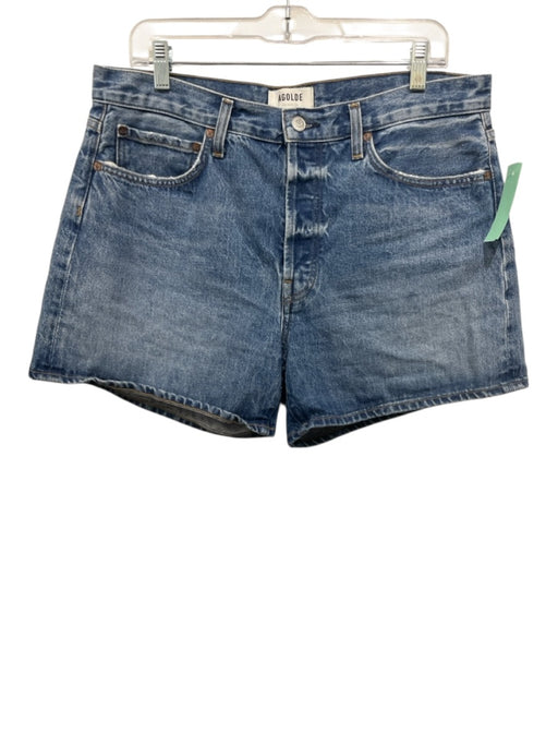 Agolde Size 30 Medium Wash Cotton Denim High Rise Distressed Pockets Shorts Medium Wash / 30