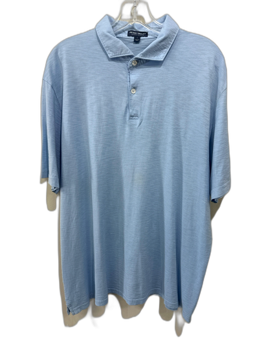 Peter Millar Size L Light blue Cotton Blend Solid Polo Men's Short Sleeve Light blue / L