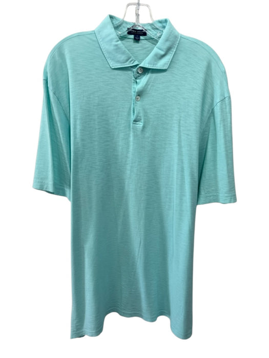 Peter Millar Size L Green Cotton Solid Polo Men's Short Sleeve Green / L
