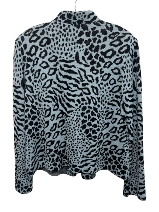 St. John Collection Size 14 Blue & Black Print Wool Blend Zipper Jacket Blue & Black Print / 14