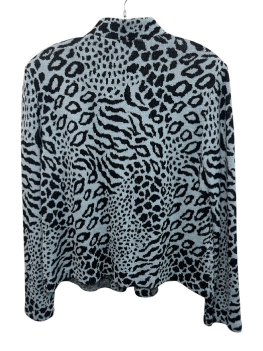 St. John Collection Size 14 Blue & Black Print Wool Blend Zipper Jacket Blue & Black Print / 14