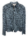 St. John Collection Size 14 Blue & Black Print Wool Blend Zipper Jacket Blue & Black Print / 14