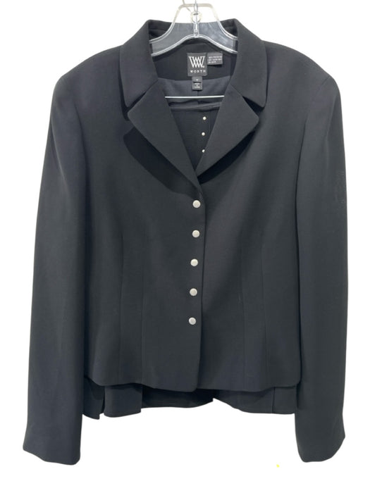 Worth Size XL Black & Silver Polyester Silver Studs Pleated Blazer Skirt Set Black & Silver / XL