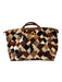 Longchamp Brown, Black, Cream Nylon fur print Patchwork Tote Luggage Brown, Black, Cream