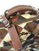 Longchamp Brown, Black, Cream Nylon Leather trim fur print Patchwork Luggage Brown, Black, Cream