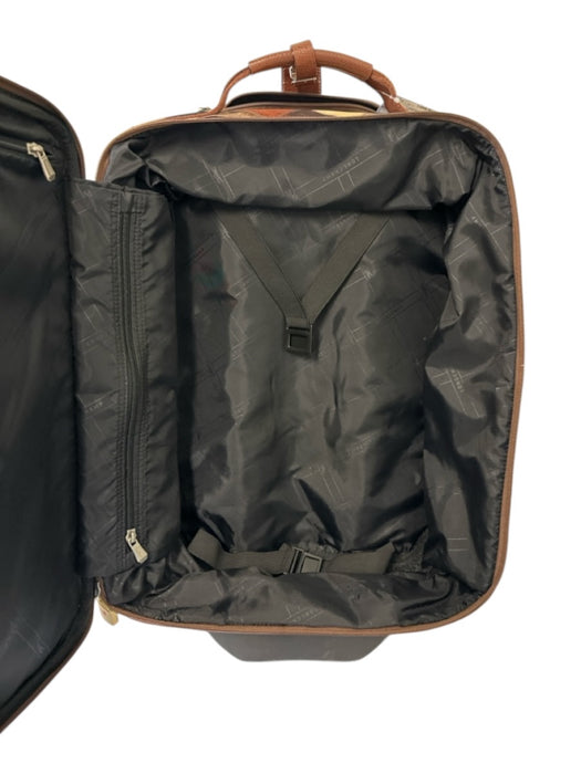 Longchamp Brown, Black, Cream Nylon Leather trim fur print Patchwork Luggage Brown, Black, Cream