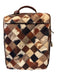 Longchamp Brown, Black, Cream Nylon Leather trim fur print Patchwork Luggage Brown, Black, Cream