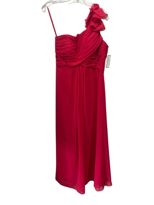 Morilee Madeline Gardner Size 12 Red Polyester One Shoulder Ruffle Detail Gown Red / 12