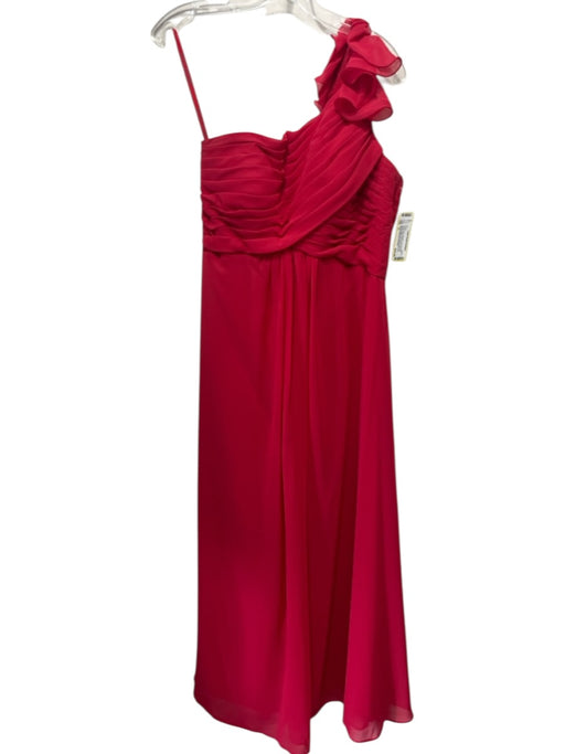 Morilee Madeline Gardner Size 12 Red Polyester One Shoulder Ruffle Detail Gown Red / 12