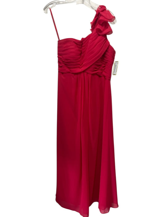 Morilee Madeline Gardner Size 12 Red Polyester One Shoulder Ruffle Detail Gown Red / 12