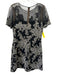 Tadashi Shoji Size 8 Black, Gray & Gold Rayon Blend Short Sheer Sleeve Dress Black, Gray & Gold / 8