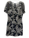 Tadashi Shoji Size 8 Black, Gray & Gold Rayon Blend Short Sheer Sleeve Dress Black, Gray & Gold / 8