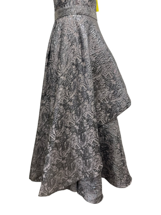 Ellie Wilde Size 8 Mauve & Silver Polyester & Metallic Strapless Tiered Gown Mauve & Silver / 8