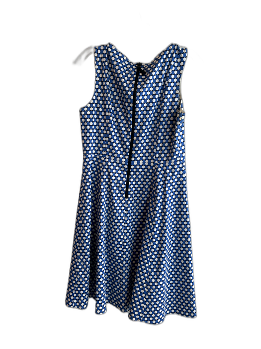 Kate Spade Size 8 Blue Black & White Cotton Blend V Neck Back Zip Dots Dress Blue Black & White / 8