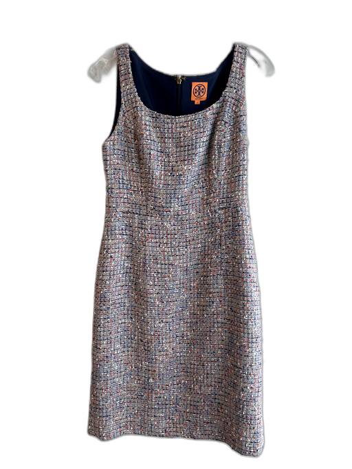 Tory Burch Size 6 Multi Acrylic Blend Tweed Square Neck Sleeveless Dress Multi / 6
